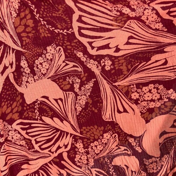 Free People Sugar Cane Strappy Top Size XS Floral Red Pink Boho Asymmetrical EUC - Picture 6 of 13